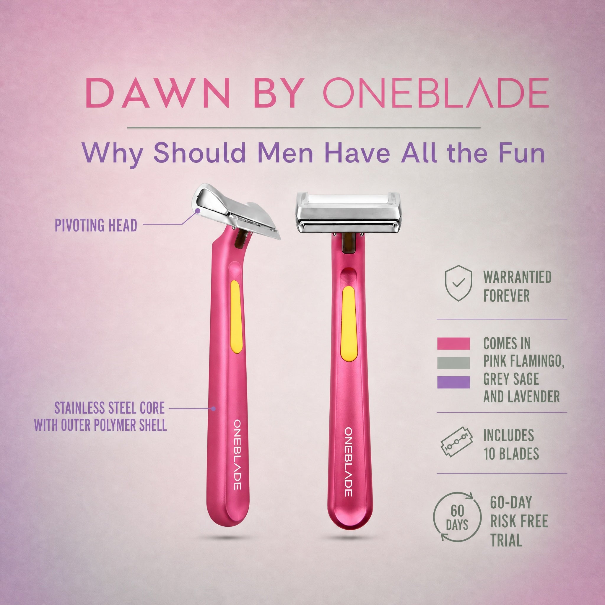 Dawn Single Edge Safety Razor with 10 Blades (for Women)
